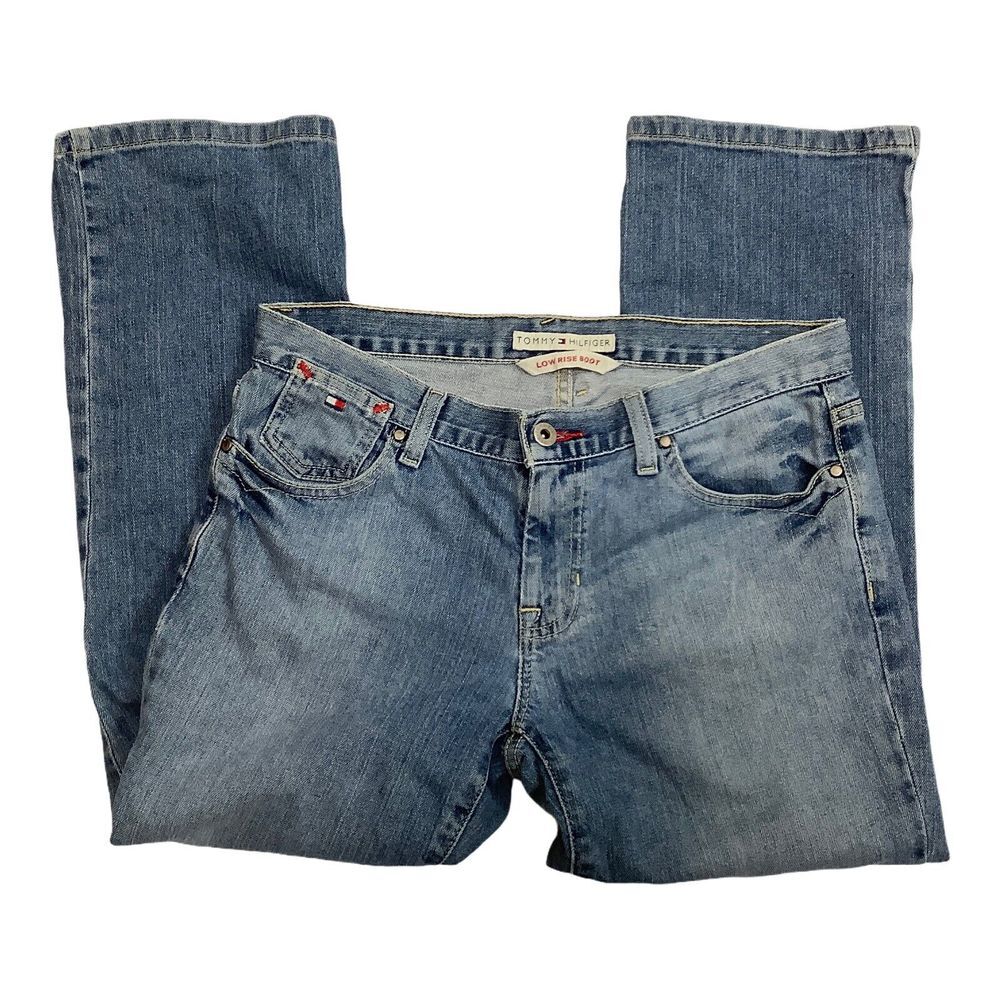 Tommy‎ Hilfiger Womens Size 8 Capri Classic Bootcut Jeans Med Wash Low Boot Cut